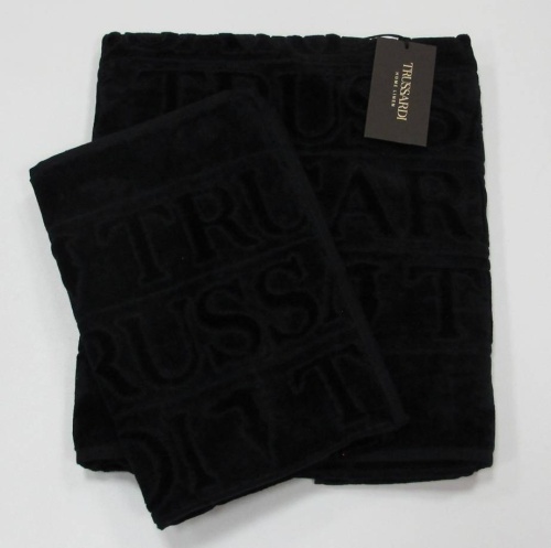 Комплект махровых полотенец Trussardi OVERLOGO 005 Black черный Артикул: 96406 Silk-Dreams